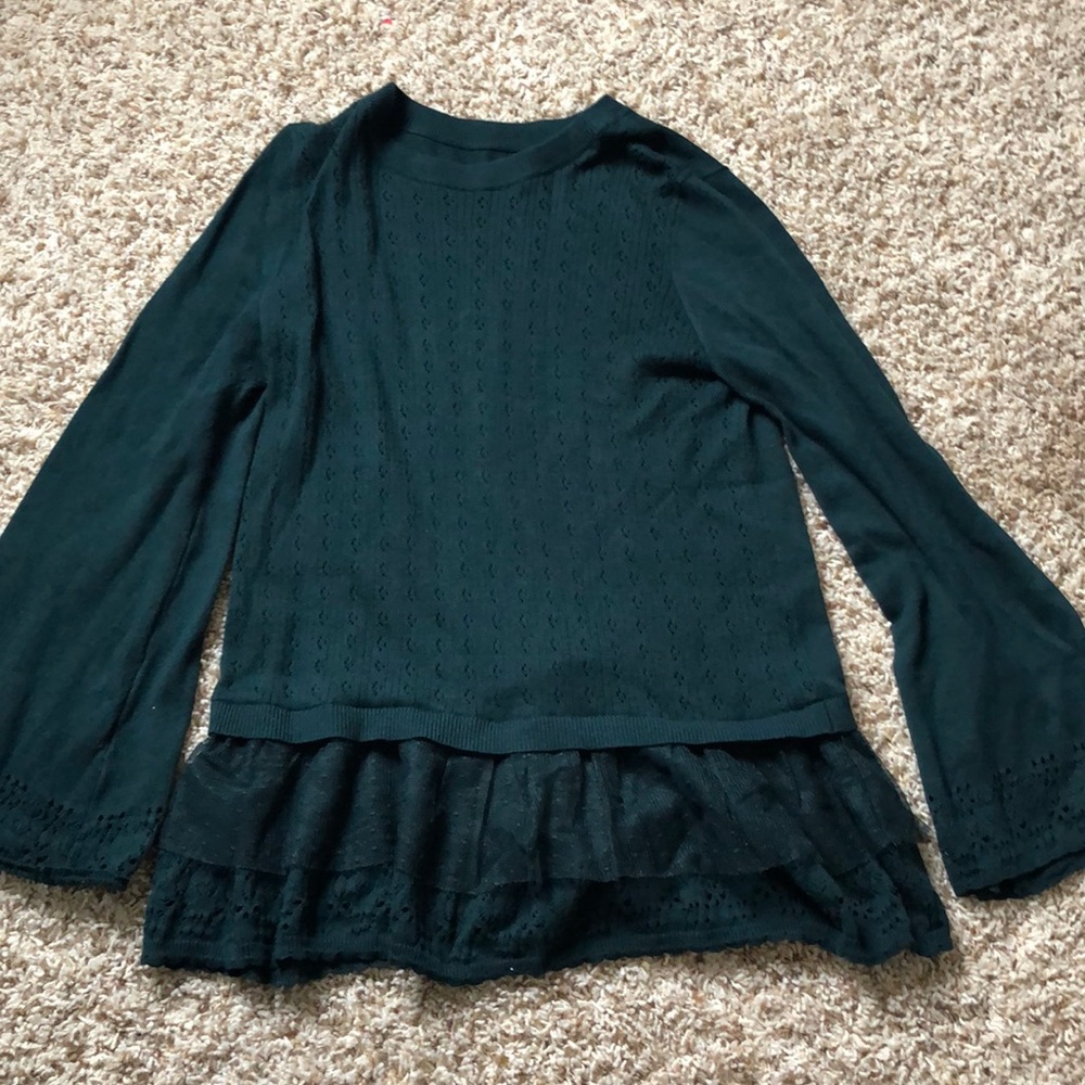 Lace peplum top with bell sleeves